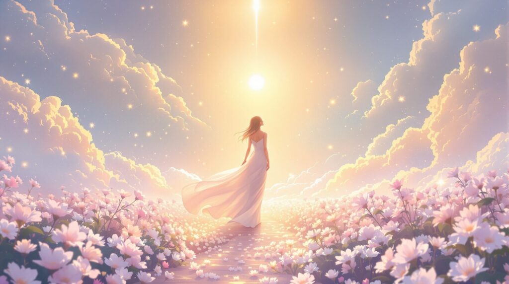 光の道が開け、花が咲く希望